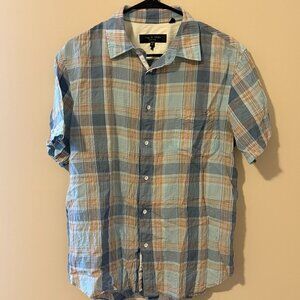 Rag and Bone Lightweight Plaid Short Sleeve Button Up - Medium